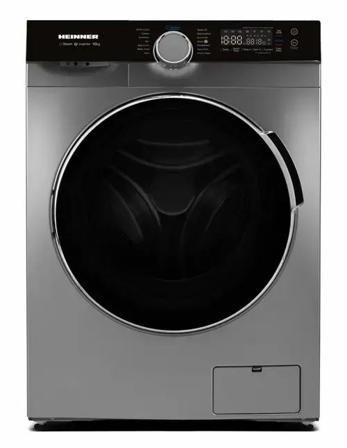 Masina de spalat rufe HEINNER HWM-M1014IVKSA+, 10 kg, 1400 rpm, Clasa A, 14 programe, Motor Inverter, Control Touch, Tehnologie Steam (Argintiu)