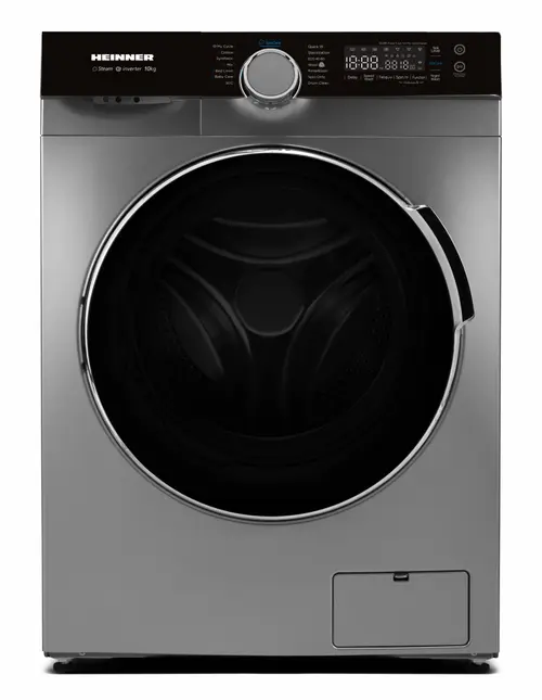 Masina de spalat rufe HEINNER HWM-M1014IVKSA+, 10 kg, 1400 rpm, Clasa A, 14 programe, Motor Inverter, Control Touch, Tehnologie Steam (Argintiu)