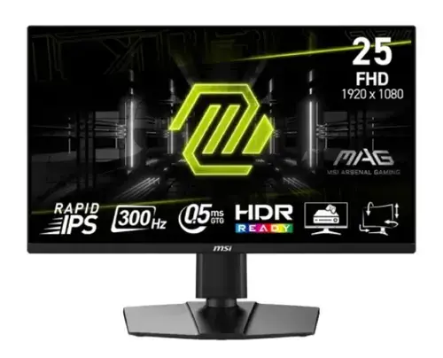Monitor Gaming Rapid IPS LED MSI MAG 24.5inch 255PXF, Full HD (1920 x 1080), HDMI, DisplayPort, Boxe, Pivot, 300 Hz, 0.5 ms (Negru)