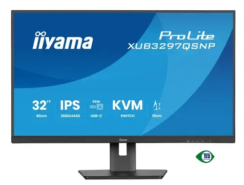 Monitor IPS LED Iiyama 32inch XUB3297QSNP-B1, QHD (2560 x 1440), HDMI, DisplayPort, Boxe, Pivot, 100 Hz, 1 ms (Negru)