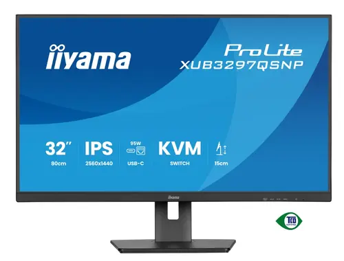 Monitor IPS LED Iiyama 32inch XUB3297QSNP-B1, QHD (2560 x 1440), HDMI, DisplayPort, Boxe, Pivot, 100 Hz, 1 ms (Negru)