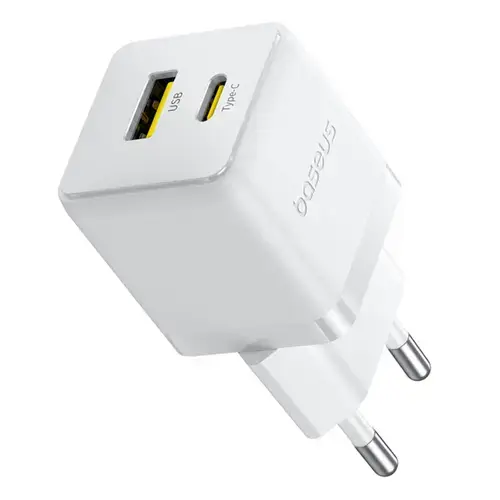 Incarcator retea Baseus Palm P1011160A213-00, 30 W, 1 x USB Type-C, 1 x USB (Alb)