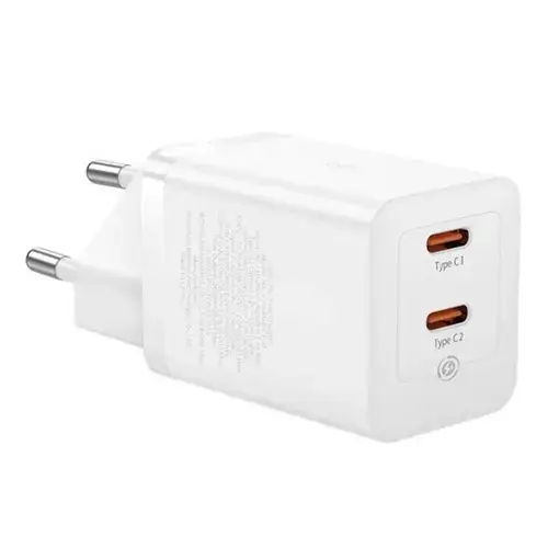 Incarcator retea Baseus GaN5, 40 W, 2 x USB Type-C (Alb)