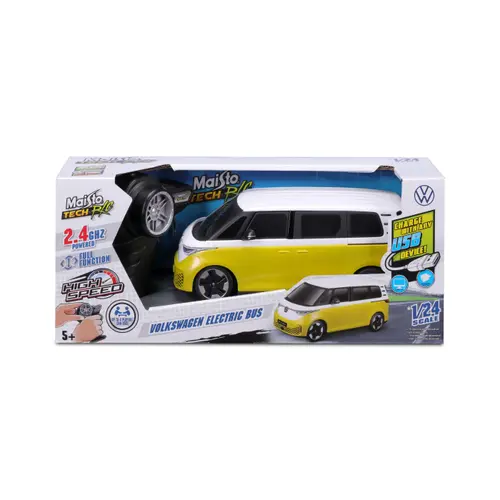 Masinuta cu telecomanda Maisto Volkswagen Electric Bus, scara 1 la 24 (Galben)