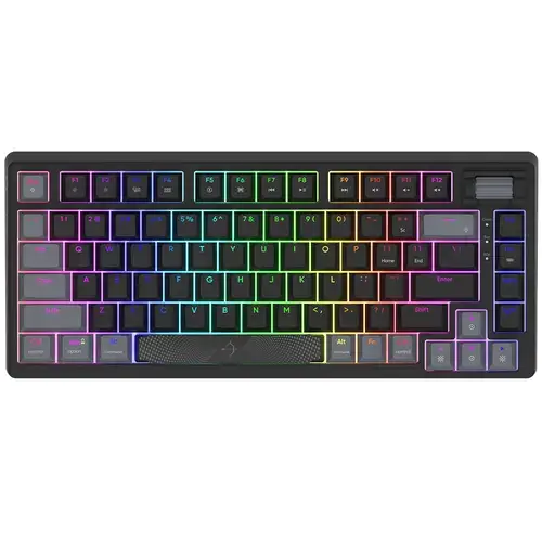 Tastatura Gaming Mecanica AQIRYS Adara Mini, iluminare RGB, Cu fir, Switch HaiMu Pink, Layout US (Negru)