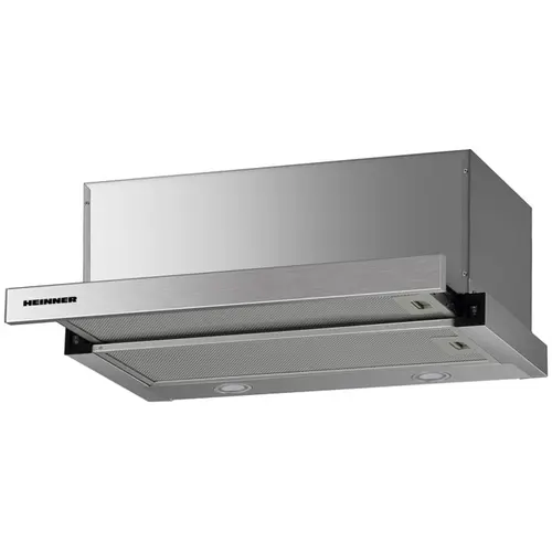 Hota incorporabila telescopica Heinner HTCH-F660IX, Putere de absorbtie 611.79 m3/h, 1 motor, Iluminare LED, 59.5 cm, Inox