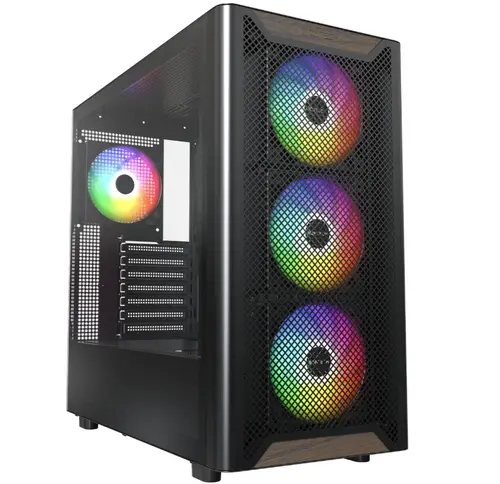 Carcasa Montech XR Wood, Middle Tower, aRGB, fara sursa (Negru)