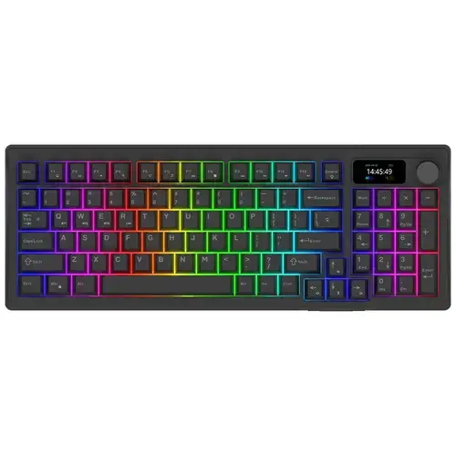 Tastatura AQIRYS Atria, Wireless 2.4 GHz, Bluetooth, Wired, iluminare RGB (Negru)