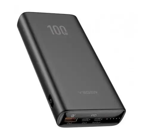 Baterie externa VEGER W2032C-100, 20000 mAh, 1x USB, 2x USB-C, negru, Power Delivery 100W, posibilitate incarcare laptop (Negru)