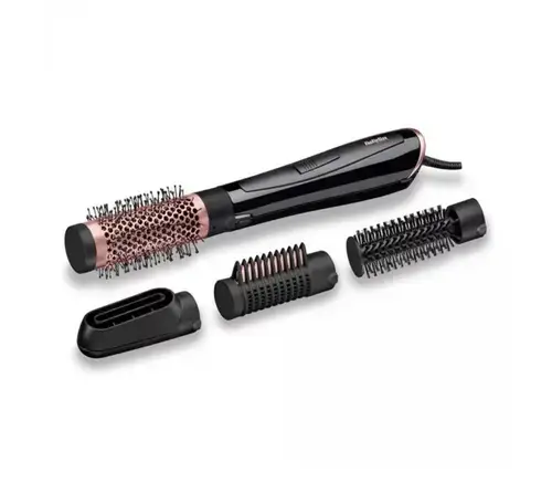 Perie electrica de par cu aer cald BaByliss AS126E, 3 accesorii, 2 setari de temperatura, functie ionica, 1000W (Negru/Auriu)