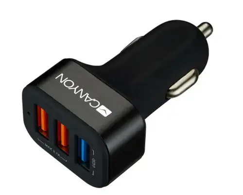 Incarcator auto Canyon CNE-CCA07B, Quick Charge 3.0, 3 x USB (Negru)