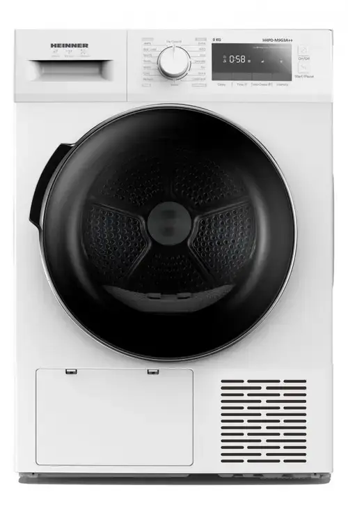 Uscator de rufe HEINNER HHPD-M9G3A++, Pompa de caldura, 9 kg, 14 programe, Clasa D, Lumina cuva, A 60 cm (Alb)