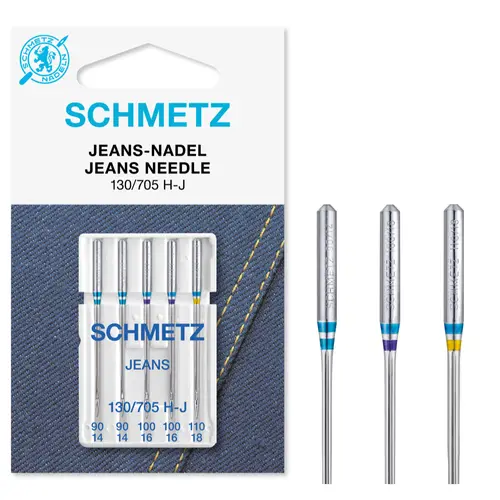 Set combinat 5 ace de cusut, Jeans, finete 90-100-110, Schmetz 130/705 H-J VWS