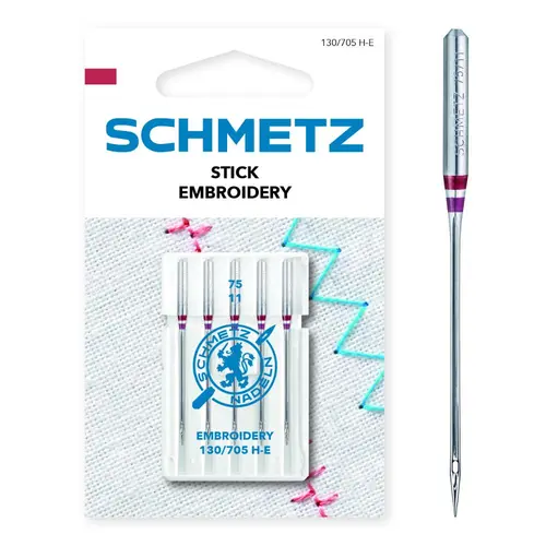 Set  5 ace de brodat, finete 75, Schmetz 130/705 H-E VMS
