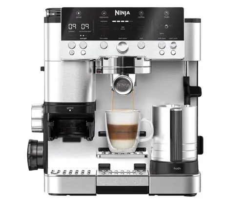 Espressor semi-automat Ninja Luxe Café Premier ES601EU, 1650 W, 19 bauturi, Cold Brew, Spumare, Rasnita cu 25 setari macinare, Capacitate boabe 250 gr (Inox)