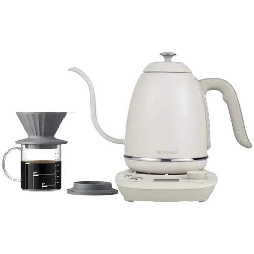Fierbator de apa si filtru cafea BUYDEEM K821-OW/EU, 1000 W, 0.8 l, Temperatura ajustabila 40-100 C (Alb)