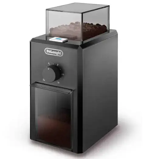 Rasnita de cafea De'Longhi KG 79, 110 W, Recipient boabe 120 g, Recipient cafea macinata 150 g, 16 setari macinare (Negru)