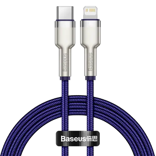 Cablu de date Baseus Cafule Metal CATLJK-A05, USB Type-C - Lightning, 20W, 1m, impletitura nylon (Mov)