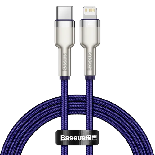 Cablu de date Baseus Cafule Metal CATLJK-A05, USB Type-C - Lightning, 20W, 1m, impletitura nylon (Mov)