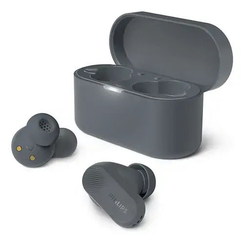 Casti True Wireless Philips TAT3509GY/00, Bluetooth 5.3, ANC Pro Hibrid, Rezistenta la apa IPX4, Controlul volumului, Compatibil Siri/Google (Gri)