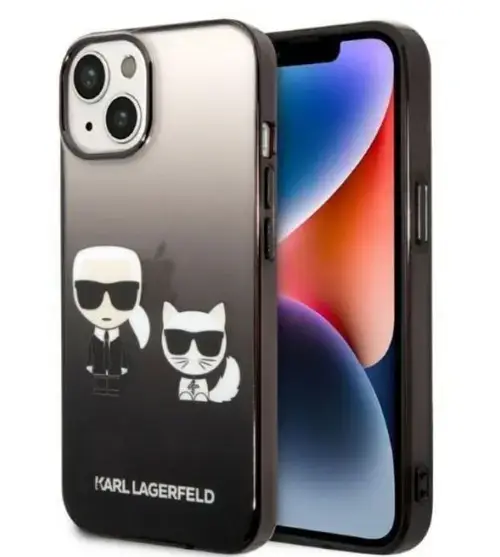 Protectie Spate Karl Lagerfeld Gradient Karl&Choupette pentru Apple iPhone 14 Plus (Negru)