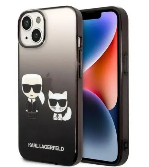 Protectie Spate Karl Lagerfeld Gradient Karl&Choupette pentru Apple iPhone 14 Plus (Negru)
