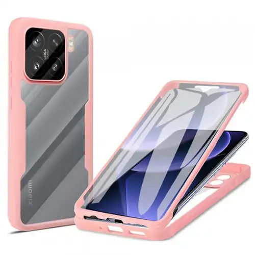 Husa Techsuit ColorVerse 360 pentru Xiaomi 15 (Transparent/Roz)