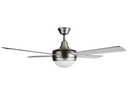 Ventilator de tavan cu lustra Taurus Fresko 4B, 150W, 132 cm diametru, Telecomanda, Cronometru (Argintiu)