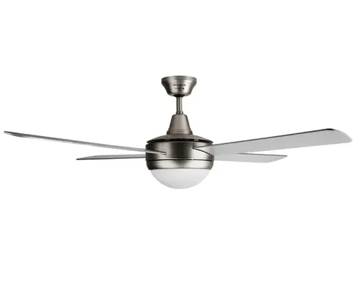 Ventilator de tavan cu lustra Taurus Fresko 4B, 150W, 132 cm diametru, Telecomanda, Cronometru (Argintiu)