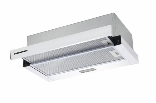 Hota incorporabila telescopica Heinner HTCH-F400WH, 358.4 mc/h, 1 Motor, Lumina LED 1 x 2 W, 2 Filtre aluminiu, Clasa B (Alb)