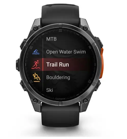 Ceas activity outdoor Garmin fenix 8, 47mm, Ecran AMOLED 1.4inch, Wi-Fi, Silicone Band (Gri)