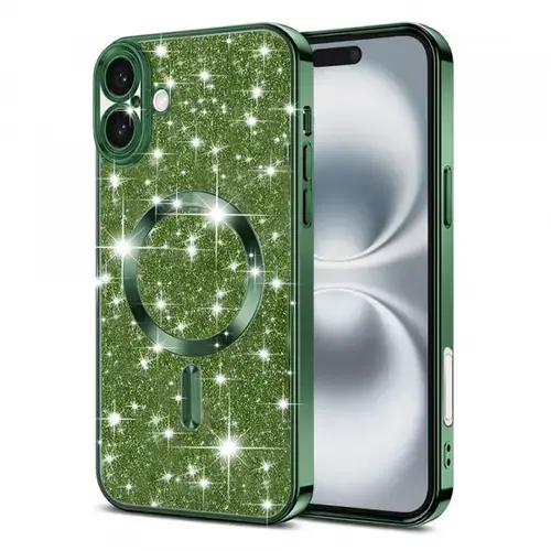 Husa MagSafe Techsuit Luxury Glitter pentru Apple iPhone 16 Plus (Verde)