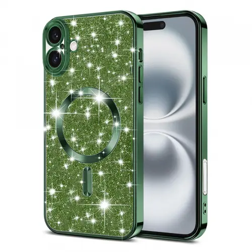 Husa MagSafe Techsuit Luxury Glitter pentru Apple iPhone 16 Plus (Verde)