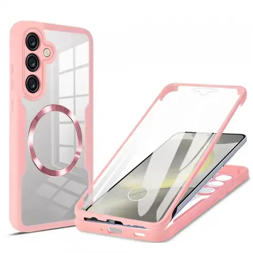 Husa MagSafe Techsuit ColorVerse 360 pentru Samsung Galaxy S25+ S936 (Transparent/Roz)