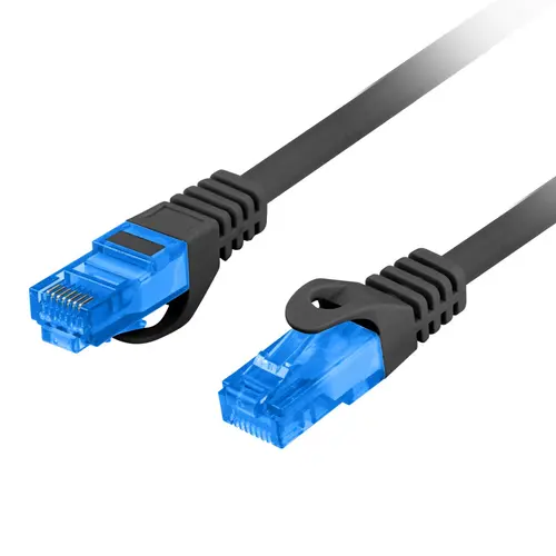 Cablu ecranat S / FTP, Lanberg 42468, cat.6A, mufat 2xRJ45, lungime 1m, AWG 26, 500 MHz, de legatura retea, ethernet, Negru