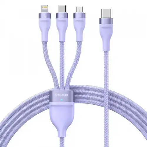 Cablu Incarcare USB-A - Lightning / microUSB / USB-C Baseus Flash Series II 3in1 CASS030005, 100W, 1.2m, Mov