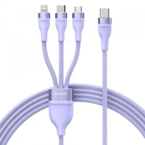 Cablu Incarcare USB-A - Lightning / microUSB / USB-C Baseus Flash Series II 3in1 CASS030005, 100W, 1.2m, Mov