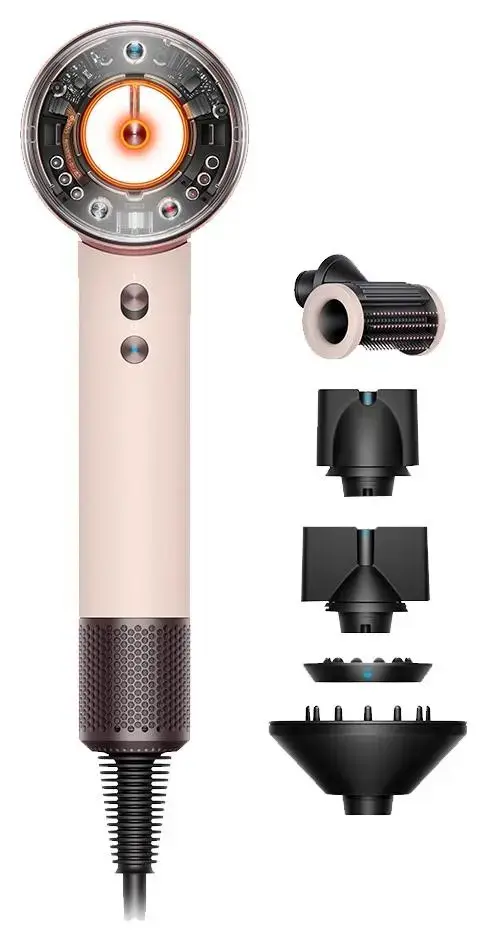Uscator de par Dyson Supersonic Nural HD16 113407-01, 1600 W, 110.000 rpm, 4 setari de temperatura, 3 setari de viteze (Roz/Auriu)