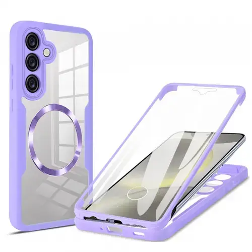 Husa MagSafe Techsuit ColorVerse 360  pentru Samsung Galaxy S25+ S936 (Transparent/Mov)
