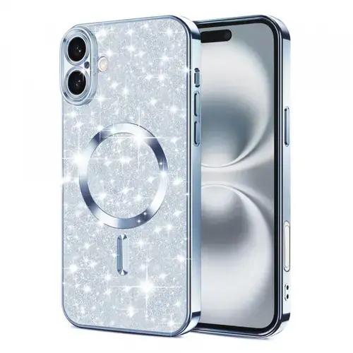 Husa MagSafe Techsuit Luxury Glitter pentru Apple iPhone 16 Plus (Albastru)
