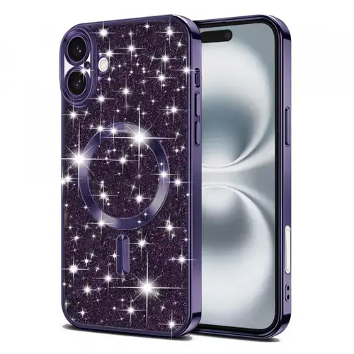 Husa MagSafe Techsuit Luxury Glitter pentru Apple iPhone 16 Plus (Mov)