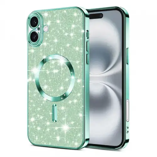 Husa MagSafe Techsuit Luxury Glitter pentru Apple iPhone 16 Plus (Verde)