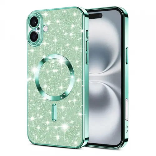 Husa MagSafe Techsuit Luxury Glitter pentru Apple iPhone 16 Plus (Verde)
