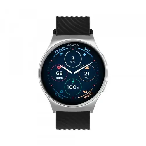 Smartwatch Motorola Moto Watch 120, Ecran AMOLED 1.43inch, Bluetooth, Asistent AI, Microfon, Difuzor, IP68 (Argintiu)