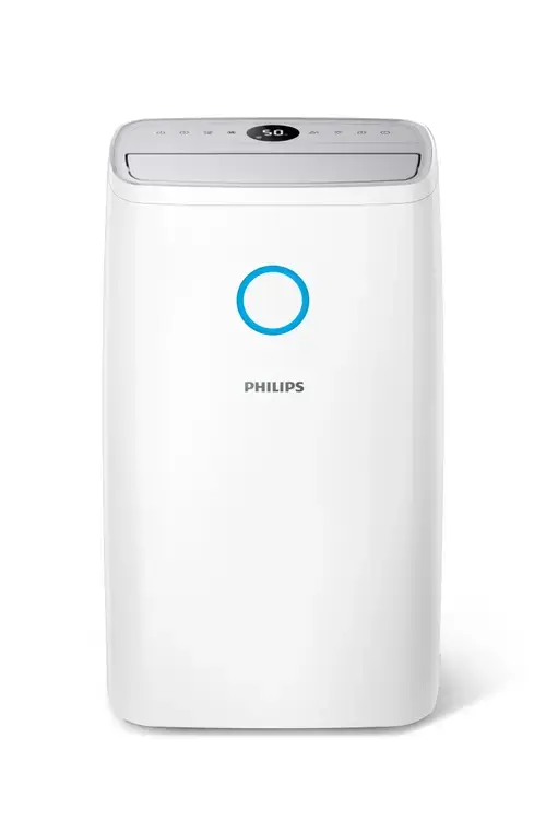 Dezumidificator de aer Philips Seria 3000 DE3306/11, pana la 34,3 L/D, eficient in incaperi de pana la 150 m3, aromaterapie, tehnologia AeraSense, mod uscare rufe, 3 viteze ale ventilatorului si 4 setări de umiditate, 17 functii de siguranta (Alb)