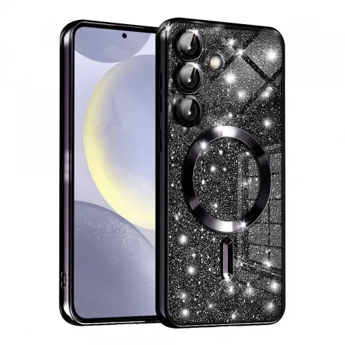 Husa MagSafe Techsuit Luxury Glitter pentru Samsung Galaxy S24 S921 (Negru)