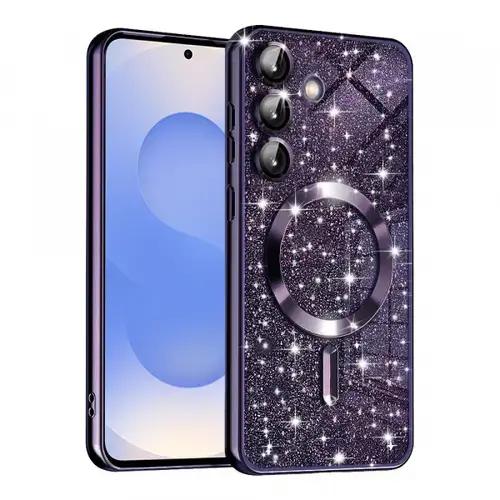 Husa MagSafe Techsuit Luxury Glitte pentru Samsung Galaxy S25 S931 (Mov)