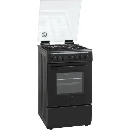 Aragaz Heinner HFSC-V60LITGC-BK, Mixt, 4 arzatoare, Aprindere electrica plita, Dispozitiv de siguranta plita, Cuptor electric, 6 functii, Timer, Grill, Duze GPL incluse, Tava si gratar cromat, 60 cm (Negru)