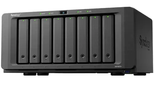 NAS Synology DS1825+, 8 Bay-uri, AMD Ryzen V1500B 2.2GHz, 8GB DDR4 ECC, 2 x 2.5GbE LAN, USB 3.2, PCIe (Negru)