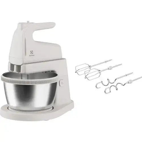 Mixer cu bol Electrolux ESM4W, 500 W, 5 Viteze + Turbo, bol rotativ din inox (Alb)